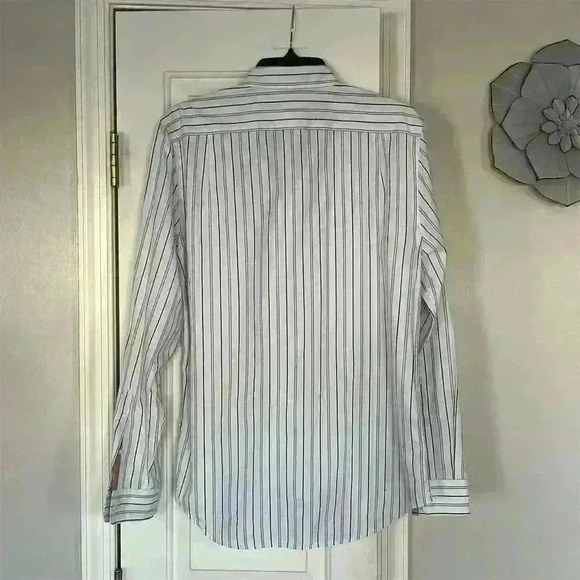 Lacoste Men's Brown Striped Long Sleeve Button-Up Shirt Size 40 - Picture 6 of 8